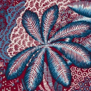 50 Yards fabric roll, Print, 100% Cotton, 54" Width, Palm, Tropical, Blue, Red - Picture 1 of 3