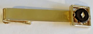 Vintage Tux Gold Tone Clear Diamond Shape Rhinestone Tie Bar Tie Clip - Bild 1 von 7
