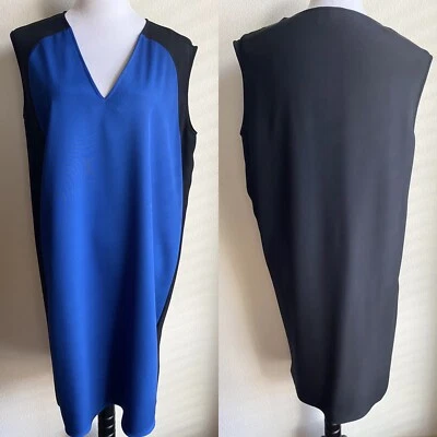 Vestido Derek Lam Negro y Azul Color Bloques Paneles Seda Cambio Cóctel EE. UU. 10 Foto 1 de 4