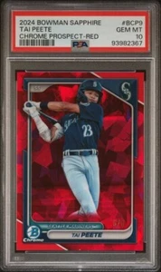 Tai Peete 2024 Bowman Chrome Prospect Sapphire Red 5/5 #BCP9 PSA 10 - Picture 1 of 2
