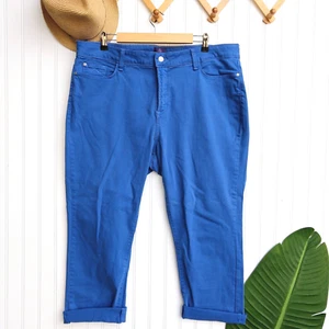 NYDJ Blue Ankle Pants Plus Size 16W Roll Cuff Slimming Jeans Boyfriend  - Picture 1 of 7