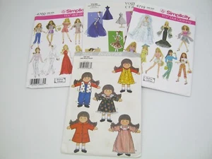 Lot of 4 Doll Clothes Sewing Patterns For 11 1/2" Dolls Gown PJs Top Dress Uncut - Picture 1 of 7