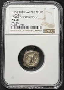 Switzerland (1350-1400) TIENGEN Krenkingen Lords NGC AU58 NGC UNIQUE - EX RARE!! - Picture 1 of 2