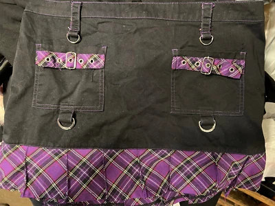 Minifalda plisada vintage TRIPP nyc negra púrpura punk rock a cuadros y2k usada XL Foto 1 de 4