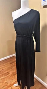 INC International Concepts Black One-Shoulder Belted Maxi Dress PXL - Picture 1 of 2