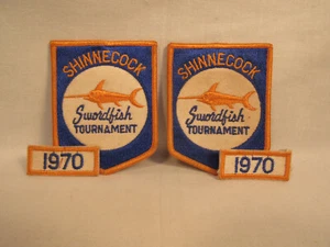 Vintage 1970 SHINNECOCK Southampton Long Island NY Swordfish Patches Fishing Clu - Picture 1 of 2