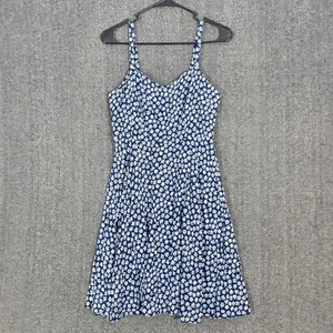 Antiguo Vestido Cami Azul Marino Para Mujer Mediano Azul Marino Ditsy Floral Sin Mangas Calado - Imagen 1 de 11