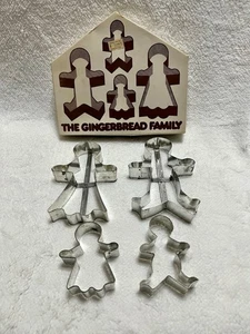 Vintage 4 Stück Lebkuchenfamilie Metall Ausstechformen im Originalkarton - Bild 1 von 7