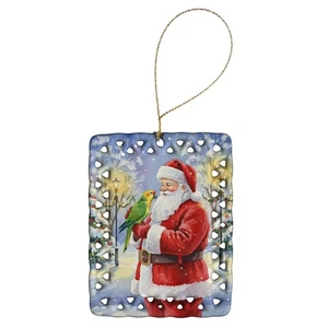 Caroline's Treasures Yellow Naped Amazon Santa Porcelain Ornament FNT1228CO2 - Picture 1 of 3