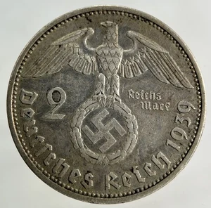 1939 German Nazi 2 Mark Silver Coin | Very High Grade - Foto 1 di 2