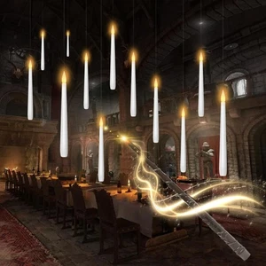 Flameless Floating Candles with Wand,12 Pcs Magic LED Hanging Taper Candles,F... - Picture 1 of 6