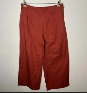 NWT LOFT Orange Wide Leg Pants Cotton Coastal 14 - Picture 1 of 8