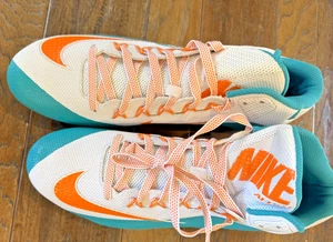 🔥Nike Cleats Sz 15 🏈 White/Teal/Orange Great size  729444-117 NEW! Alpha Pro - Picture 1 of 11