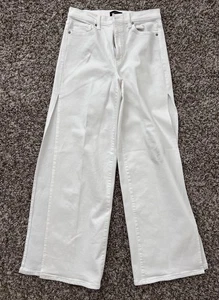 Pantalones de mezclilla de tiro alto Banana Republic blancos de pierna ancha con abertura deslizante - Imagen 1 de 8
