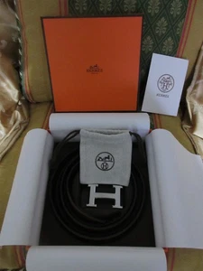 New Reversible Belt Hermes Size 95cm Ledergürtel 32 mm schwarz braun black brown - Bild 1 von 11