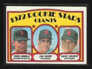 1972 Topps #232 Giants Rookie Stars (Chris Arnold / Jim Barr / Dave Rader) EX - Imagen 1 de 2