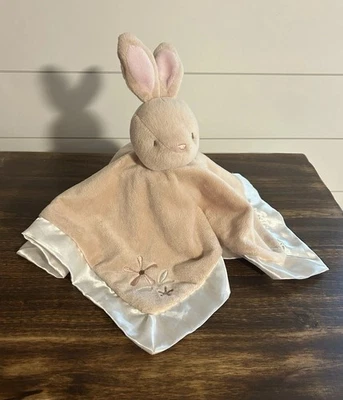 Douglas Baby Bunny Lovey Rabbit 14.5" Sand Silky White Pink Embroidered Flowers - Image 1 of 4