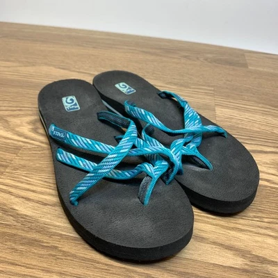 Sandalias chanclas Teva Mush para mujer 10 azul turquesa con tiras 6840 B Foto 1 de 4