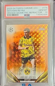 Giovanni Reyna 2023-24 Topps Chrome UCC Orange Geometric #174 BVB #13/25 PSA 10 - Picture 1 of 2