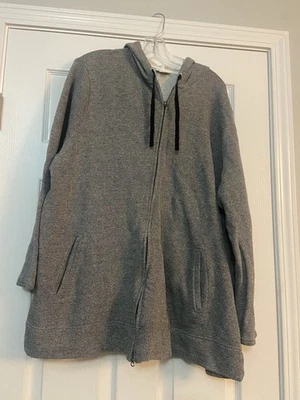 Sudadera con Capucha J Jill Longline Cremallera Completa 100% Algodón Talla 3XL Gris Claro Foto 1 de 4