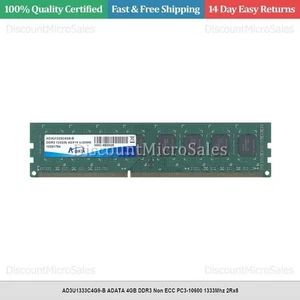 AD3U1333C4G9-B ADATA 4GB DDR3 Non ECC PC3-10600 1333Mhz 2Rx8 - Picture 1 of 1