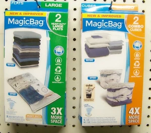 Vier Magic Bag Instant Space Bags; 2 große flache Taschen, 2 Kombiwürfel - Bild 1 von 2