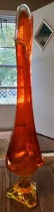 EXCELLENT MCM VIKING PERSIMMON AMBERINA GLASS 18" VASE 3 DRAPE W/ UV BOTTOM - Picture 1 of 19