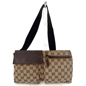 GUCCI GG Canvas Waist bag Beige 28566 Authentic F05-0188 - Picture 1 of 24