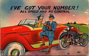 Got Your Number Cartolina Moto Poliziotto Donna Seconda Guerra Mondiale Soldati Posta Marina 1943 - Foto 1 di 2