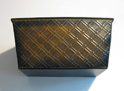 Brown Rectangular Metal Bin Display Storage Organize Diamond Pattern Very Good - Image 1 of 4