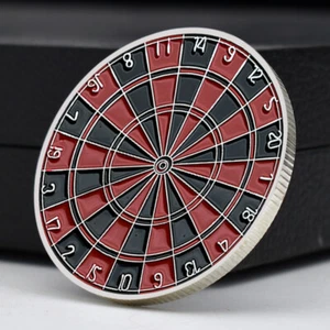 Red and Green Dart Board Silver Plated Ornament Medal Art Crafts Memorial Coin - Picture 1 of 12