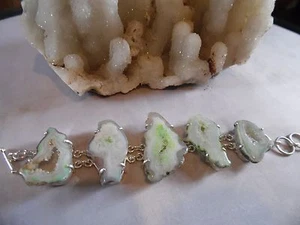 BEAUTIFUL NEW DRUZY DRUZY GEMSTONE BRACELET 5 LARGE STONES 8"  NICE GIFT - Picture 1 of 3