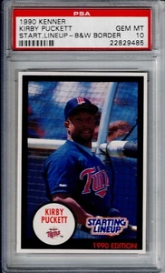 1990 STARTING LINEUP SLU B/W KIRBY PUCKETT PSA 10 GEM MINT TWINS LOW POP 3 - Picture 1 of 2