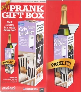 PRANK Wine Gift Box - CRIB DRIBBLER - Prank Fake Funny PARODY Baby Shower Joke - Picture 1 of 10