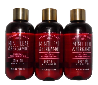 Aceite corporal Bath & Body Works hoja menta y bergamota (paquete de 3) descatalogado  Foto 1 de 4