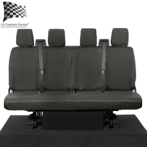 FORD TRANSIT TRAIL REAR BENCH SEAT COVERS 4 SEATER TAILORED (2025 ON) BLACK 180 - Picture 1 of 24