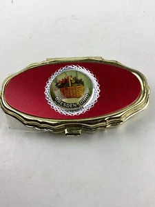 Red And Gold Metal Sewing Kit/ Pill Box. Longaberger Basket/ Dresden, Ohio - Picture 1 of 7