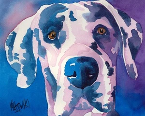 Deutsche Dogge hochauflösender Druck Original Fine Art Aquarell von Ron Krajewski - Bild 1 von 4