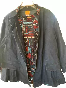 2 Piece Ruby Rd Beaded Blue Jean Jacket 18W Colorful Pullover Top 3/4 Sleeves 1X - Picture 1 of 16