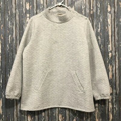 Soft Surroundings Asymmetrical Zip Mock Neck Sweater PL Cotton  Gray - Image 1 of 4