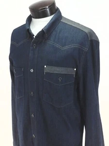 Armani Exnange AX Western Denim Shirt Two Tone Button Front Mens L $120 - Picture 1 of 8