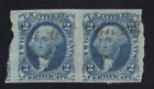 US #R7a Used 2c Certificate Imperf Pair Washington Revenue October Ms Cancel