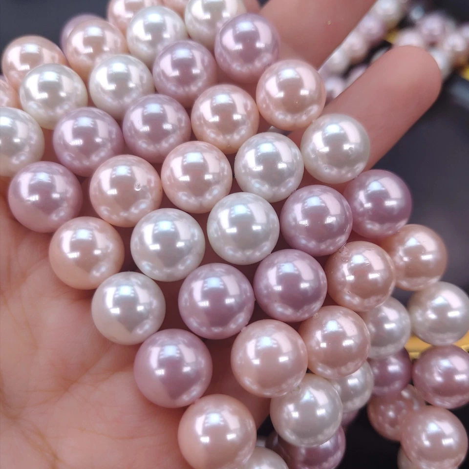 Rosa Perlen zum DIY Schmuck Basteln  MIX Farbe 10mm  Muschelkernperlen barock - Bild 1 von 4