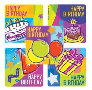 20 Happy Birthday Stickers Party Favors Teacher Supply goody bag seal envelope - Picture 1 of 1