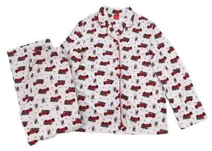 Disney Mickey Mouse Flanell Schlafanzug Oberteil Unterteil rot LKW Weihnachtsbaum Damen XL - Bild 1 von 11