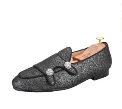 Moda Para hombres Británica Punta Redonda Metal Botón Sin Cordones Mocasines Fiesta Vestido Zapatos_  Foto 1 de 4