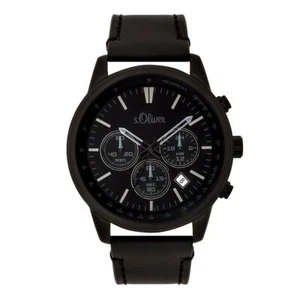 S.Oliver Men's Watch Chronograph Leather SO-3685-LC-1 - Picture 1 of 3