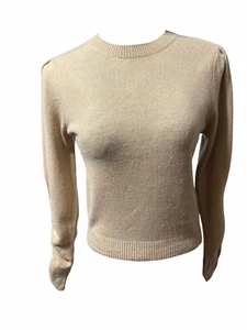Frame Women's XS 100% Cashmere Knit Ruched Sleeve Pullover Sweater Beige - Picture 1 of 11