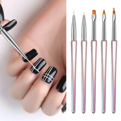 5pcs Nail Art Brush Painting Drawing Line Pen Liner Thin Brushes Paint Manicure~ - Image 1 of 4