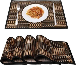 Bamboo Placemats for Dining Table Placemats Set of 4Stain-ResistantHeat-Resis... - Picture 1 of 7